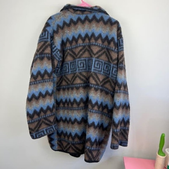 Lillunn aztec print 100% wool button up Jacket size Large Made in Norway - Picture 5 of 8